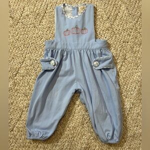 Little bear smocks Blue longall with Pumpkin Embroidery size 3m